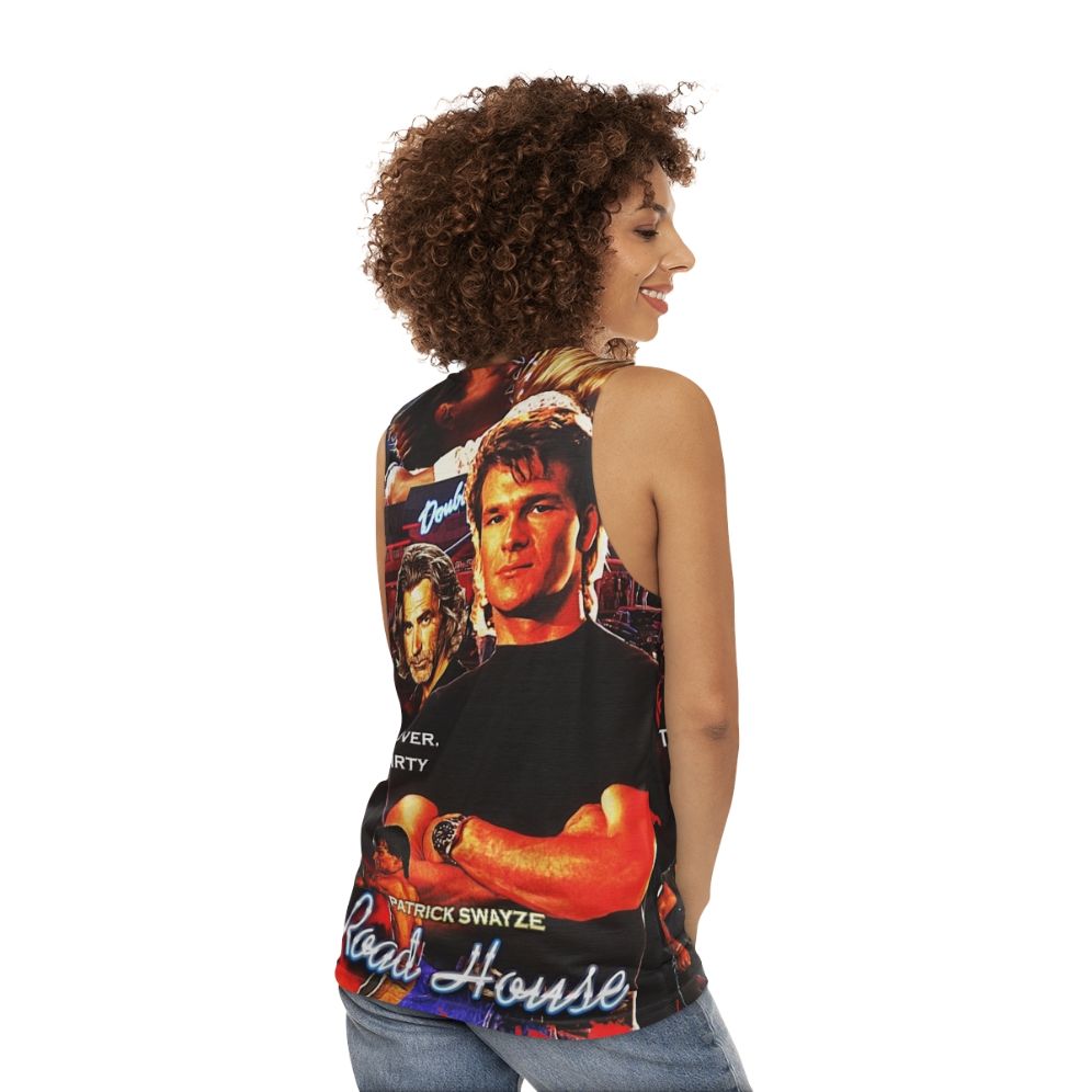 Patrick Swayze wearing the Road House unisex tank top - women back