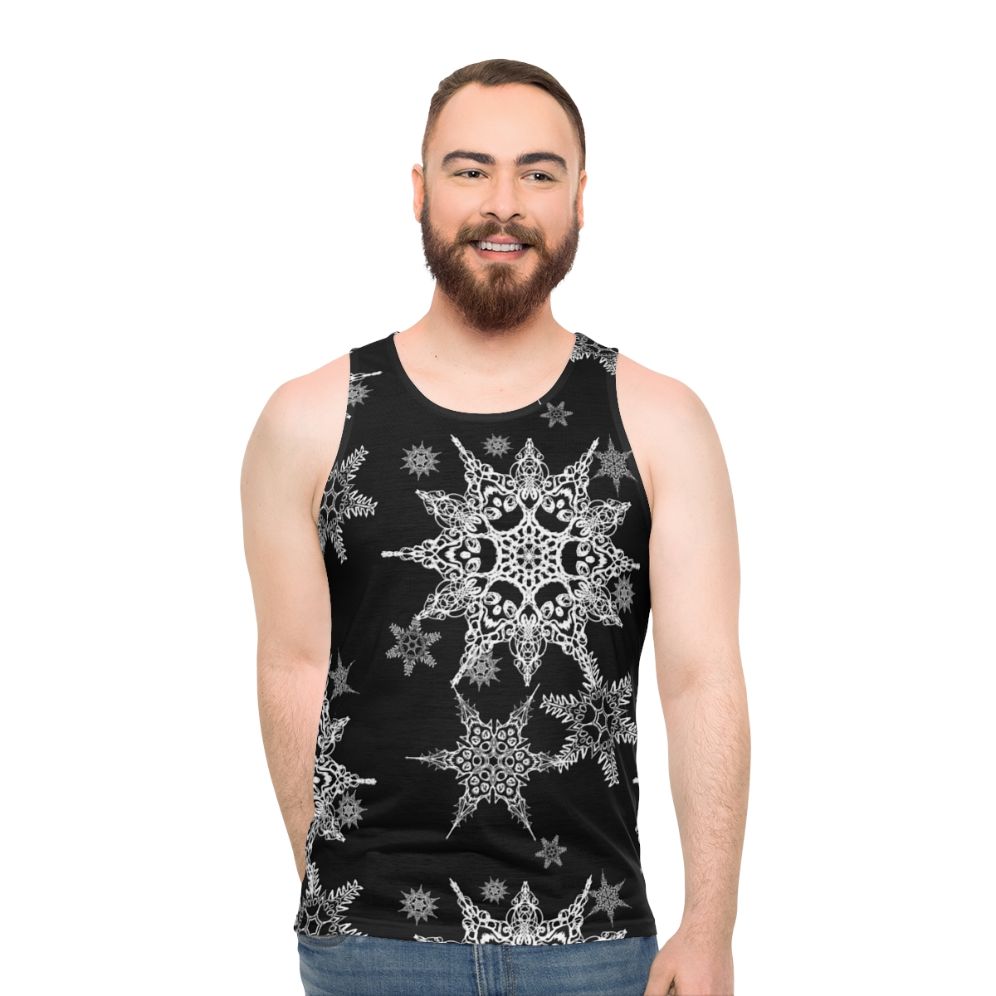 Gothic skull and snowflakes unisex holiday tank top - men