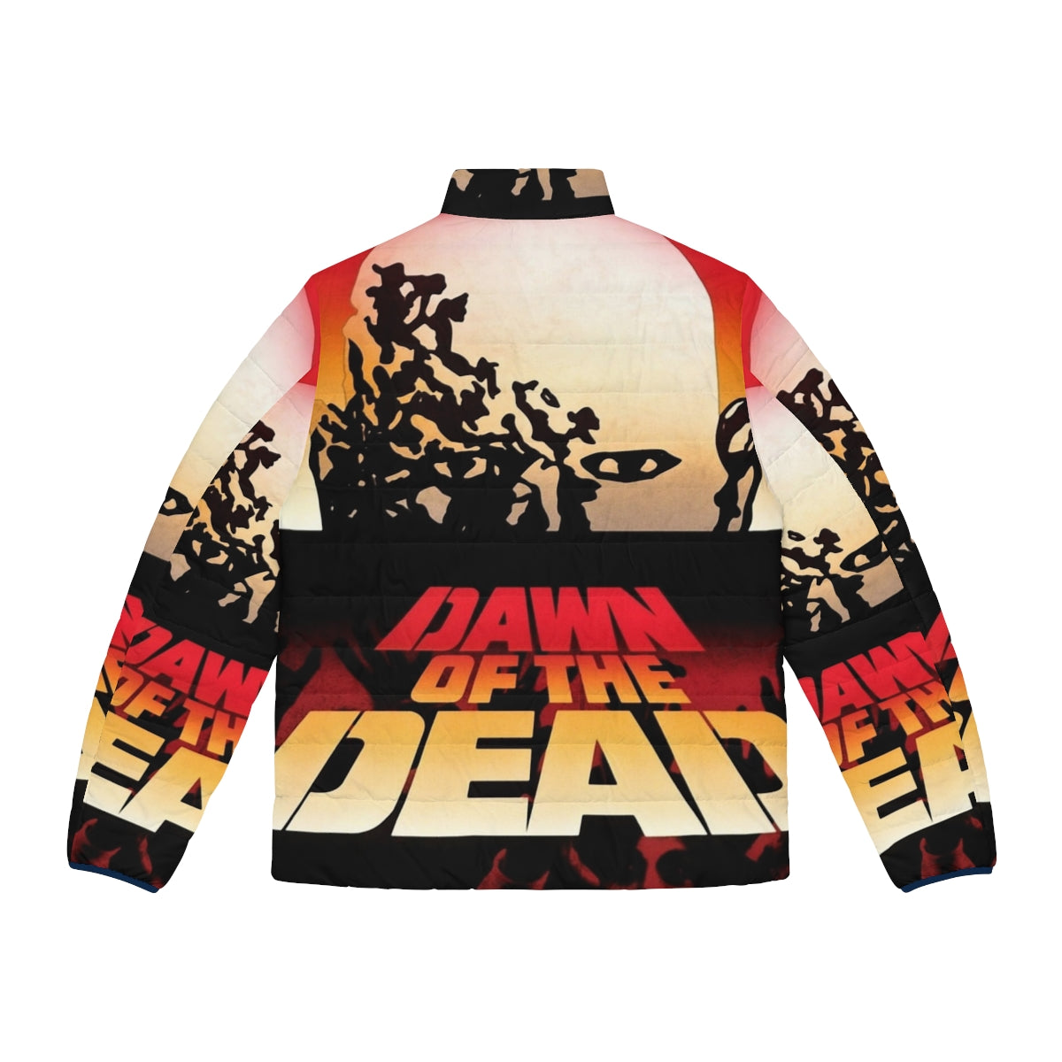 Dawn of the Dead inspired puffer jacket with zombie and horror movie graphics - Back