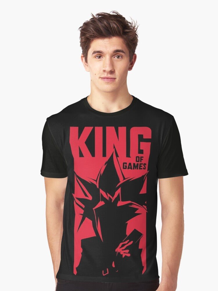 Yugioh King of Games Graphic T-Shirt featuring Yugi, Yami, Joey, Kaiba, and other iconic characters from the anime and manga series. - Men