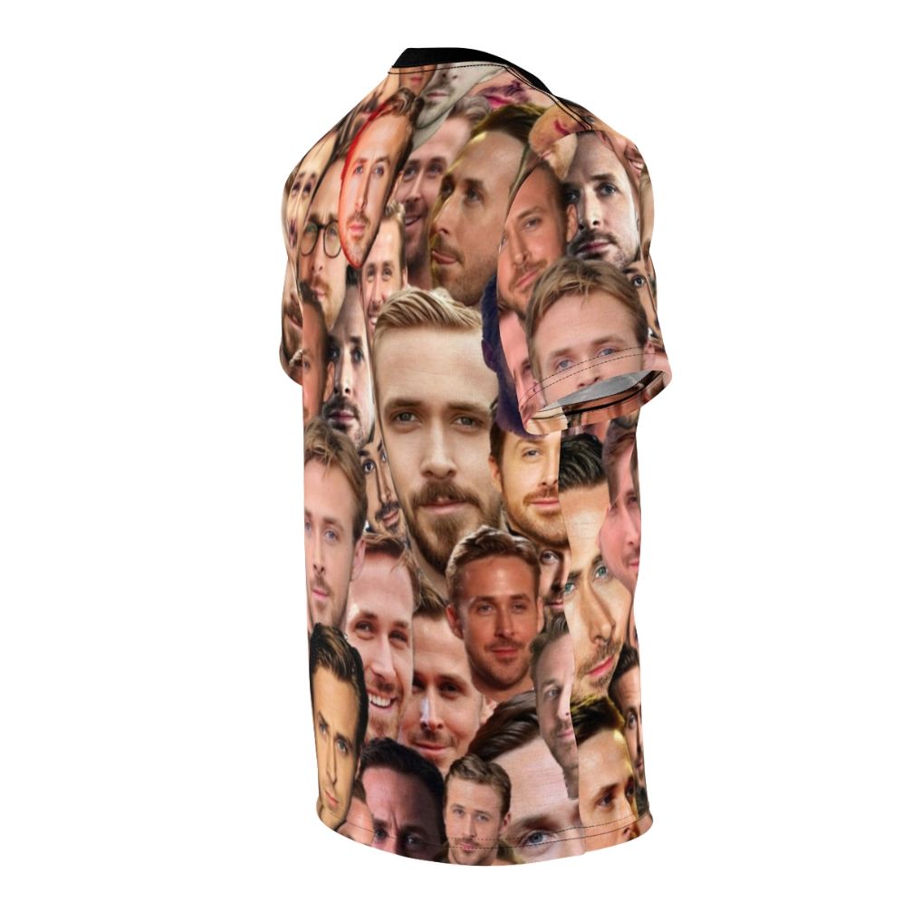 Fashionable AOP T-shirt featuring an artistic design of actor Ryan Gosling's face and head - men right