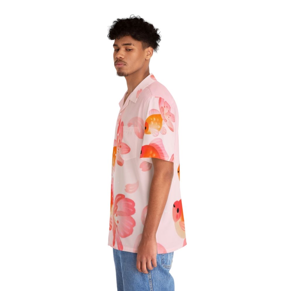 Cherry blossom and goldfish print Hawaiian shirt - People Left