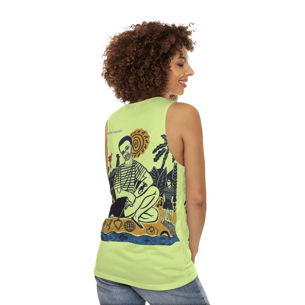 Unisex reggae tank top with Toots and the Maytals design - women back