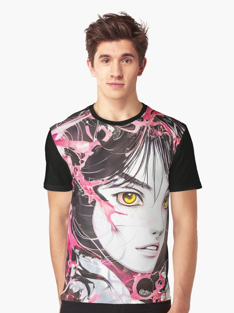 Kawaii manga girl illustration on a graphic t-shirt - Men