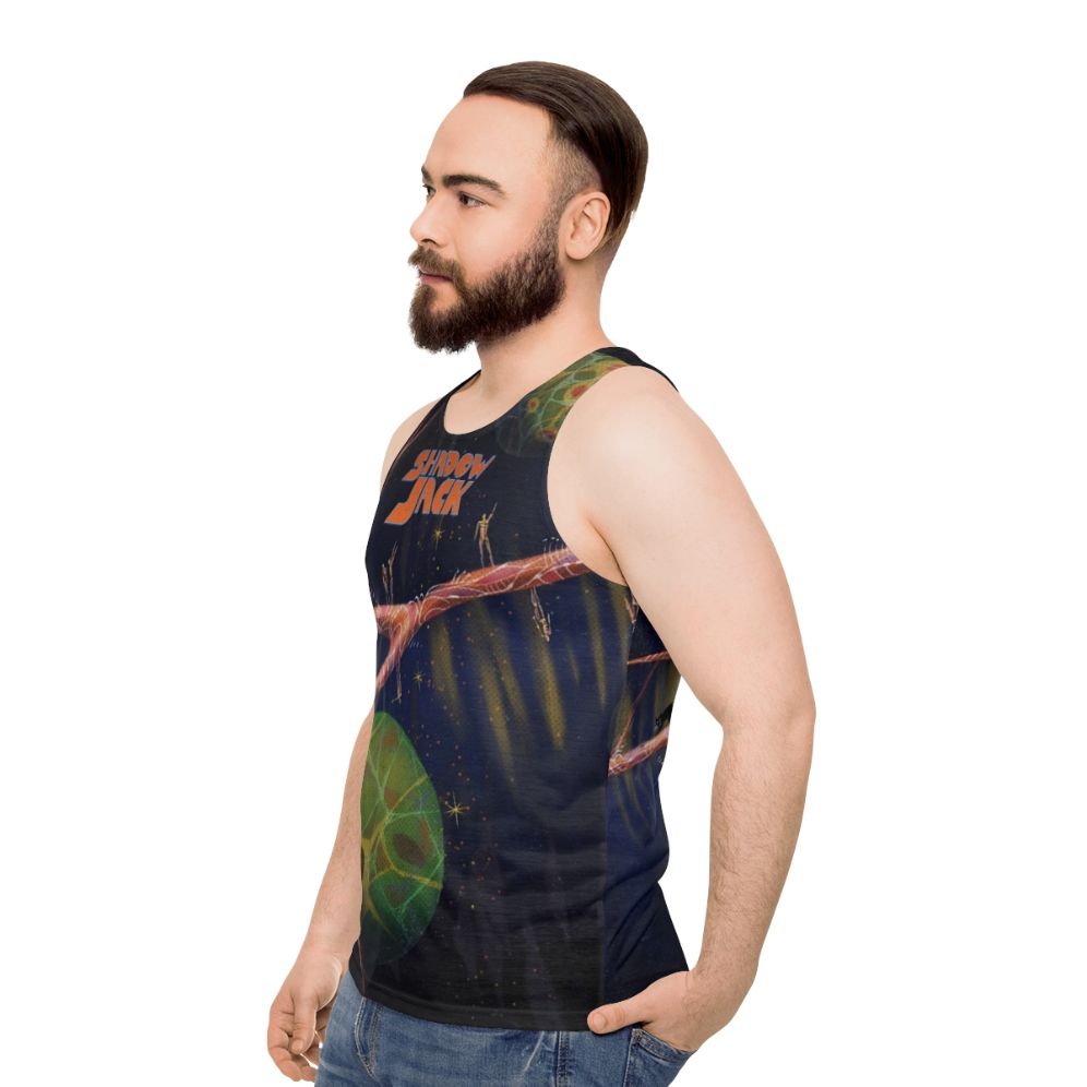 Shadowjack band merchandise unisex tank top with psychedelic space design - men side