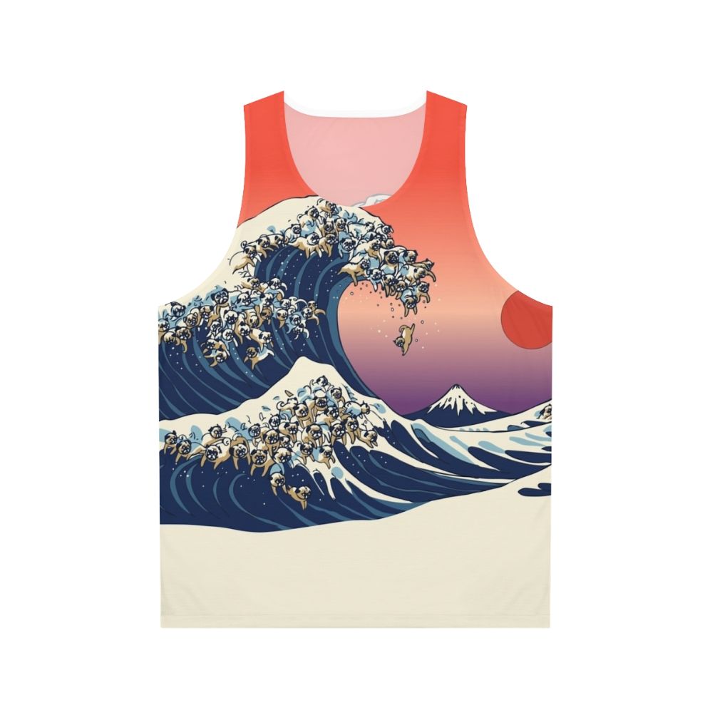 Pug Surfing The Great Wave Unisex Tank Top