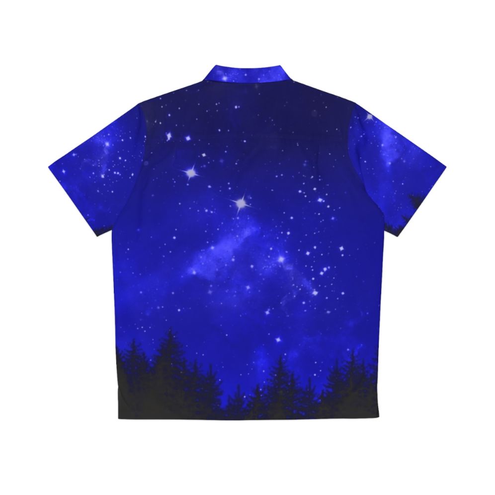 Blue galaxy forest night sky Hawaiian shirt - Back