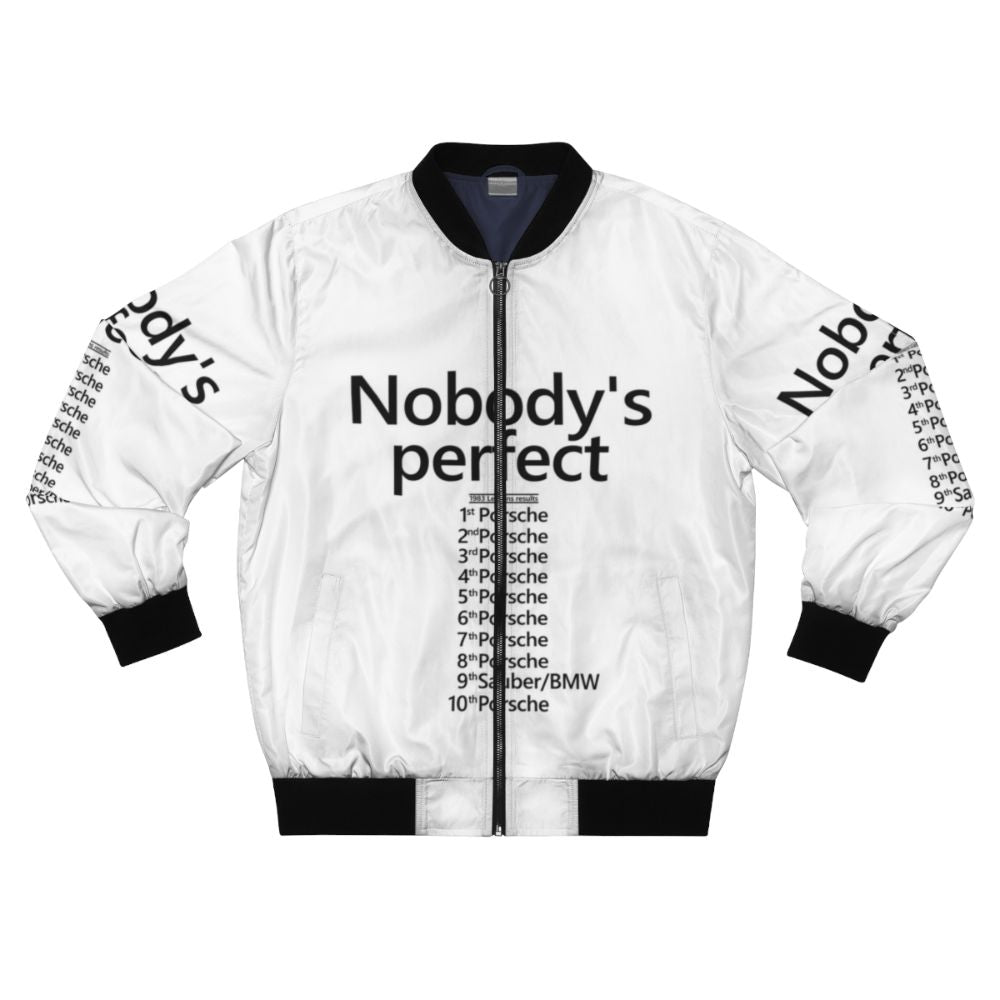 Classic Nobody's Perfect Bomber Jacket with Porsche Racing and Le Mans Inspired Design