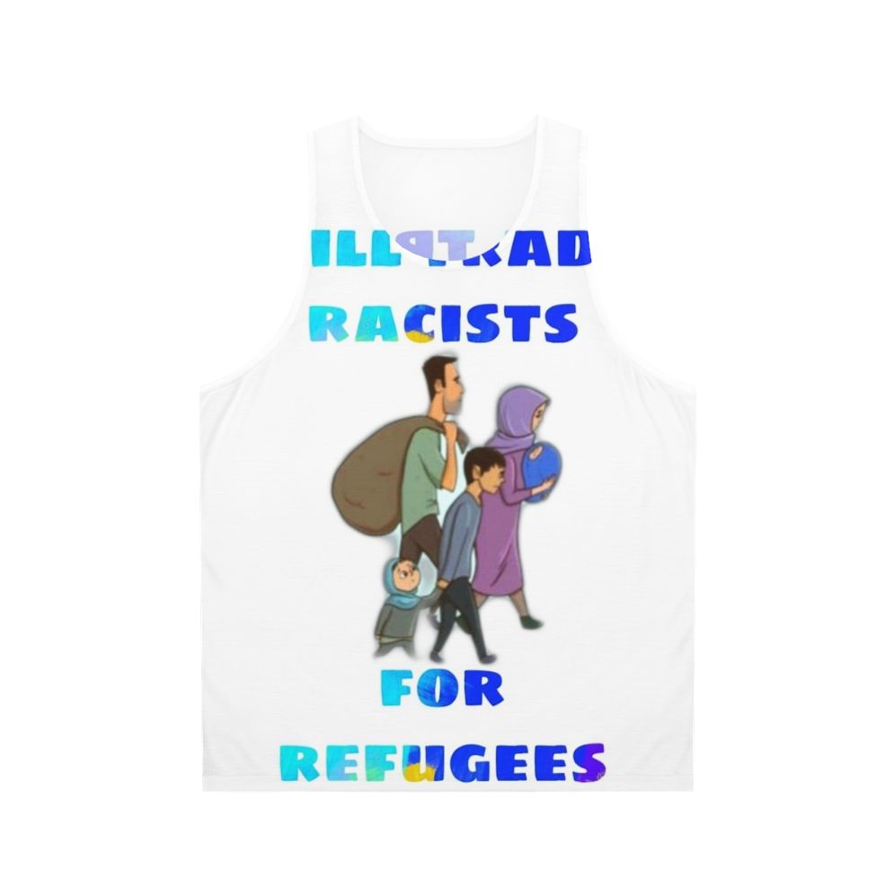 Unisex tank top with anti-racism message