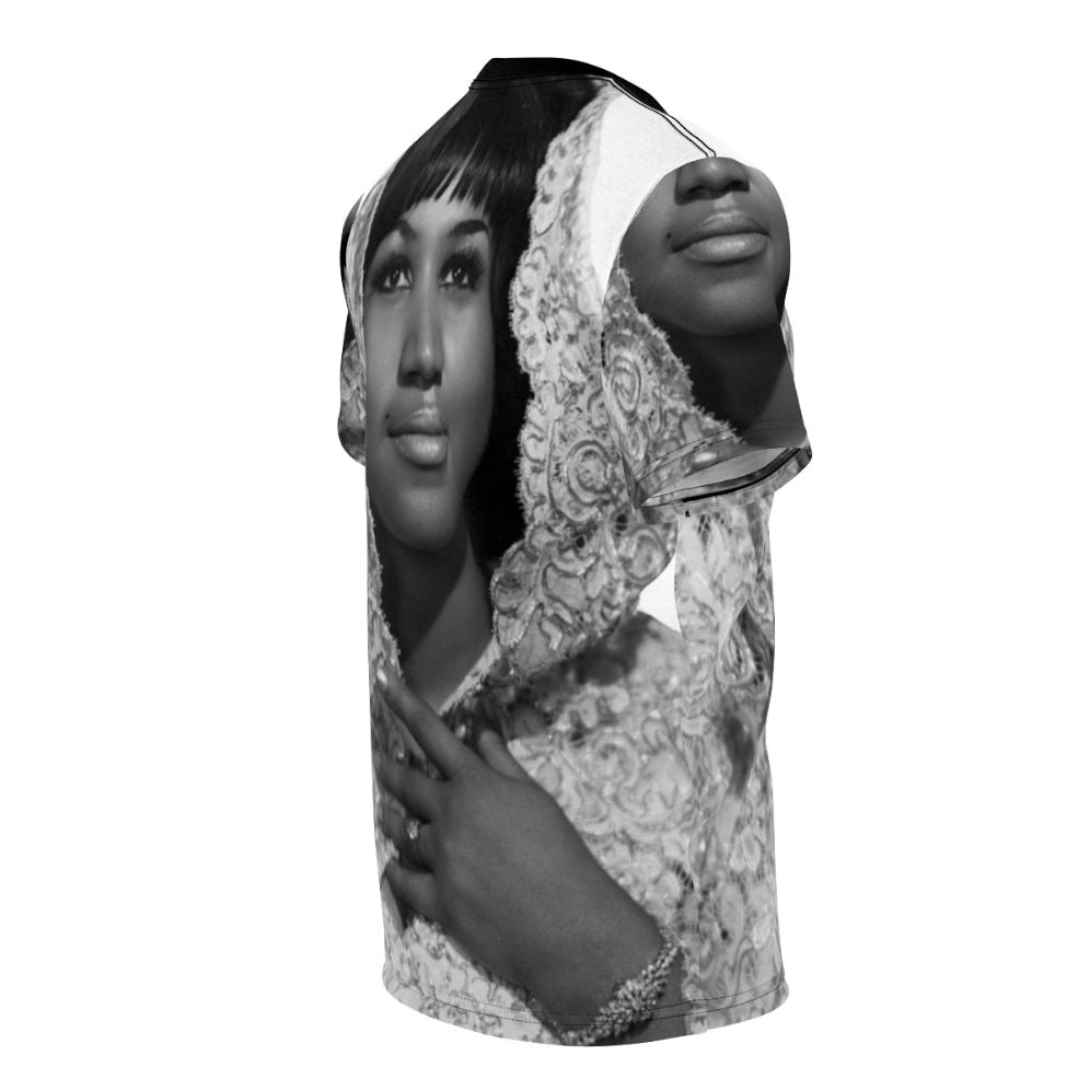 Aretha Franklin inspired soul music t-shirt featuring the "Queen of Soul" - men right