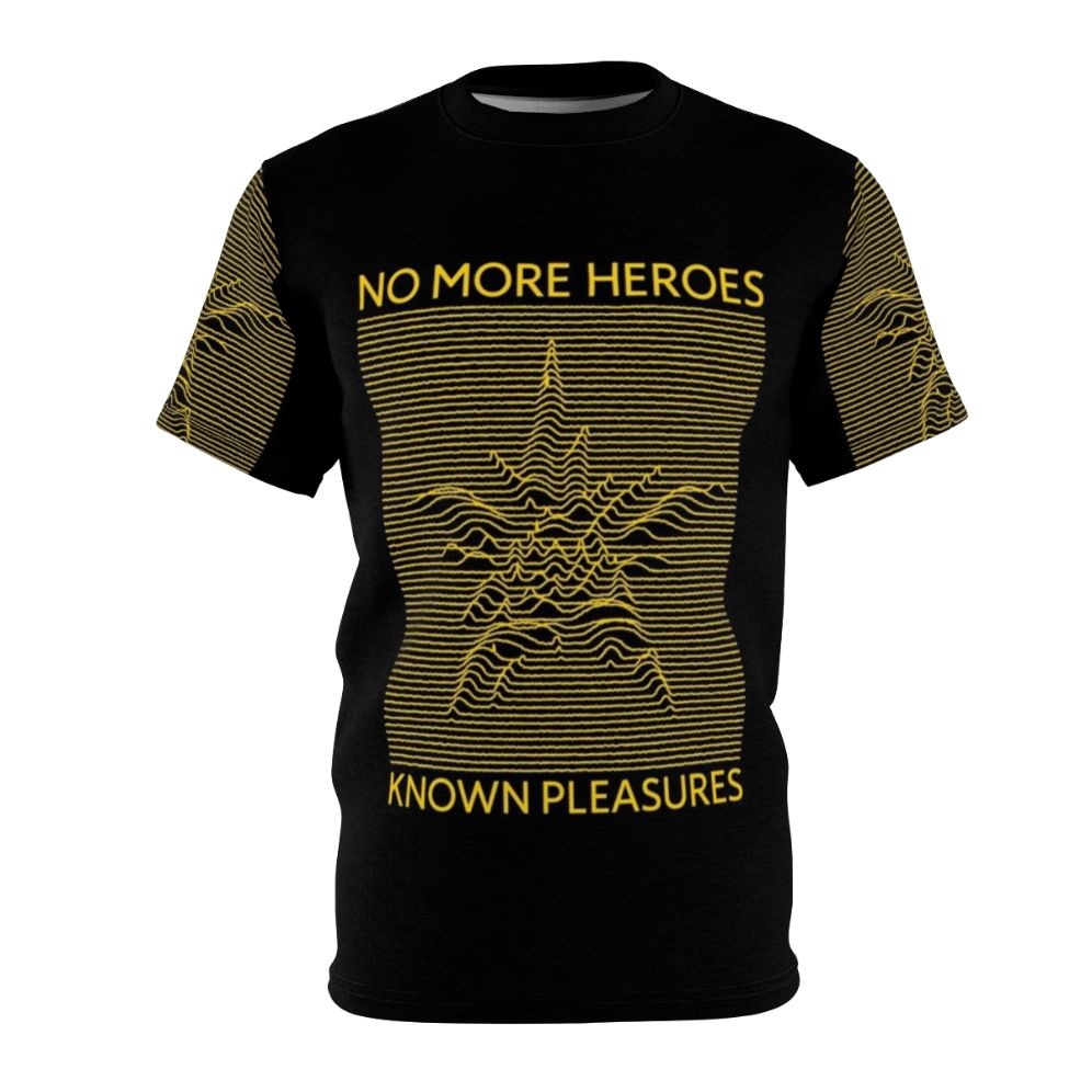 Retro gaming inspired t-shirt featuring the "No More Heroes" logo and design