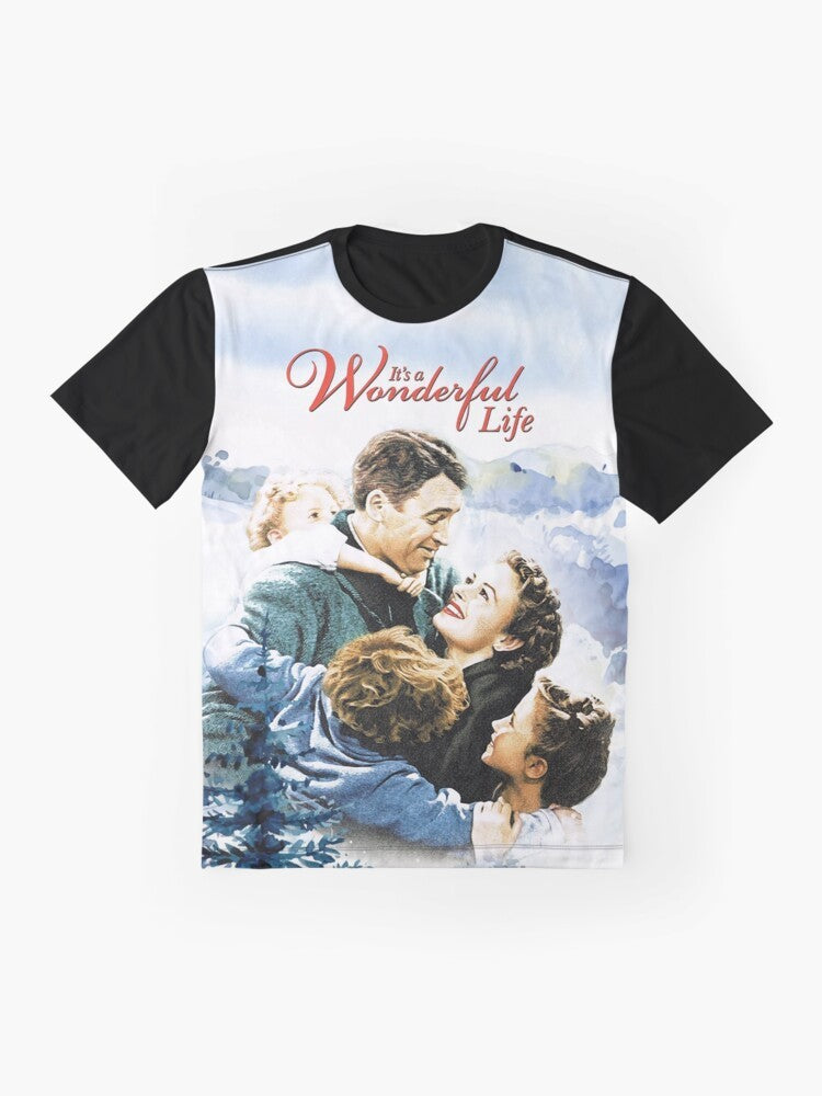 "It's a Wonderful Life" movie scene graphic t-shirt featuring a winter landscape and the classic tagline "It's a Wonderful Life" - Flat lay