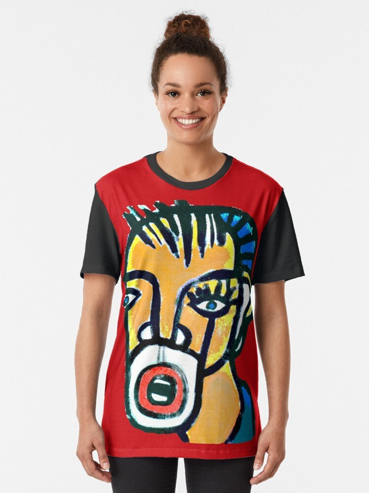 Urban graphic tee with COMMON MAN street art design - Women