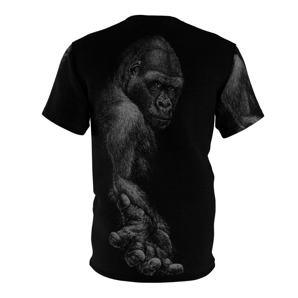 Illustration of a great ape on a high-quality t-shirt - Back