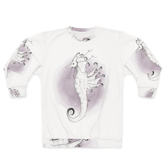 Seahorse sweatshirt with a purple ocean-inspired design