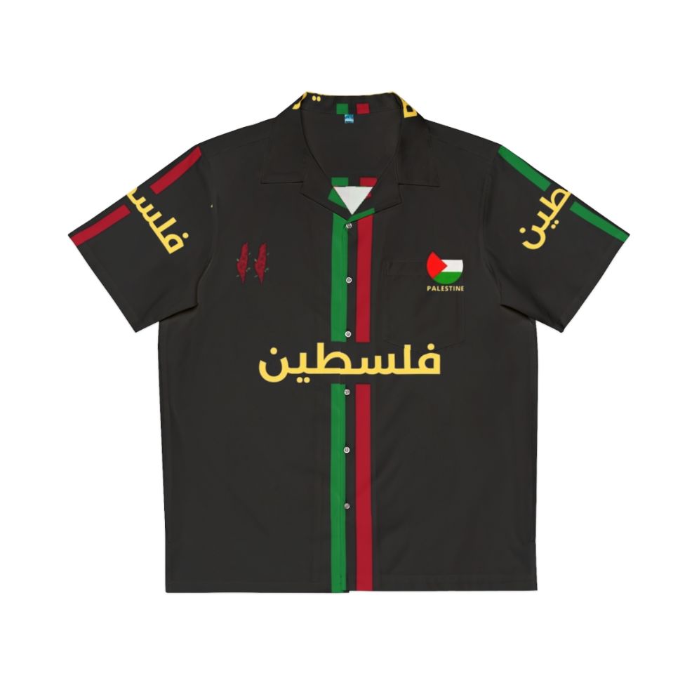 free palestine football hawaiian shirt with palestine map