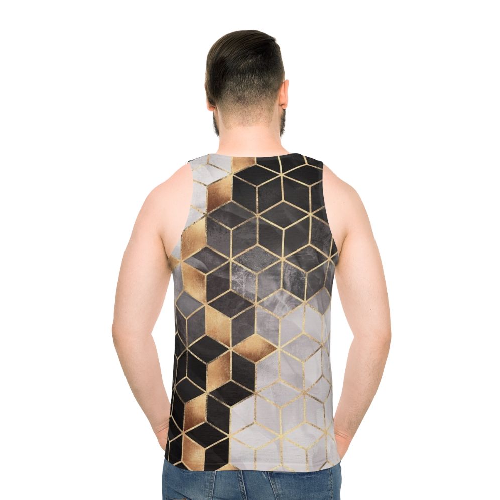 Geometric cubed pattern unisex tank top - men back