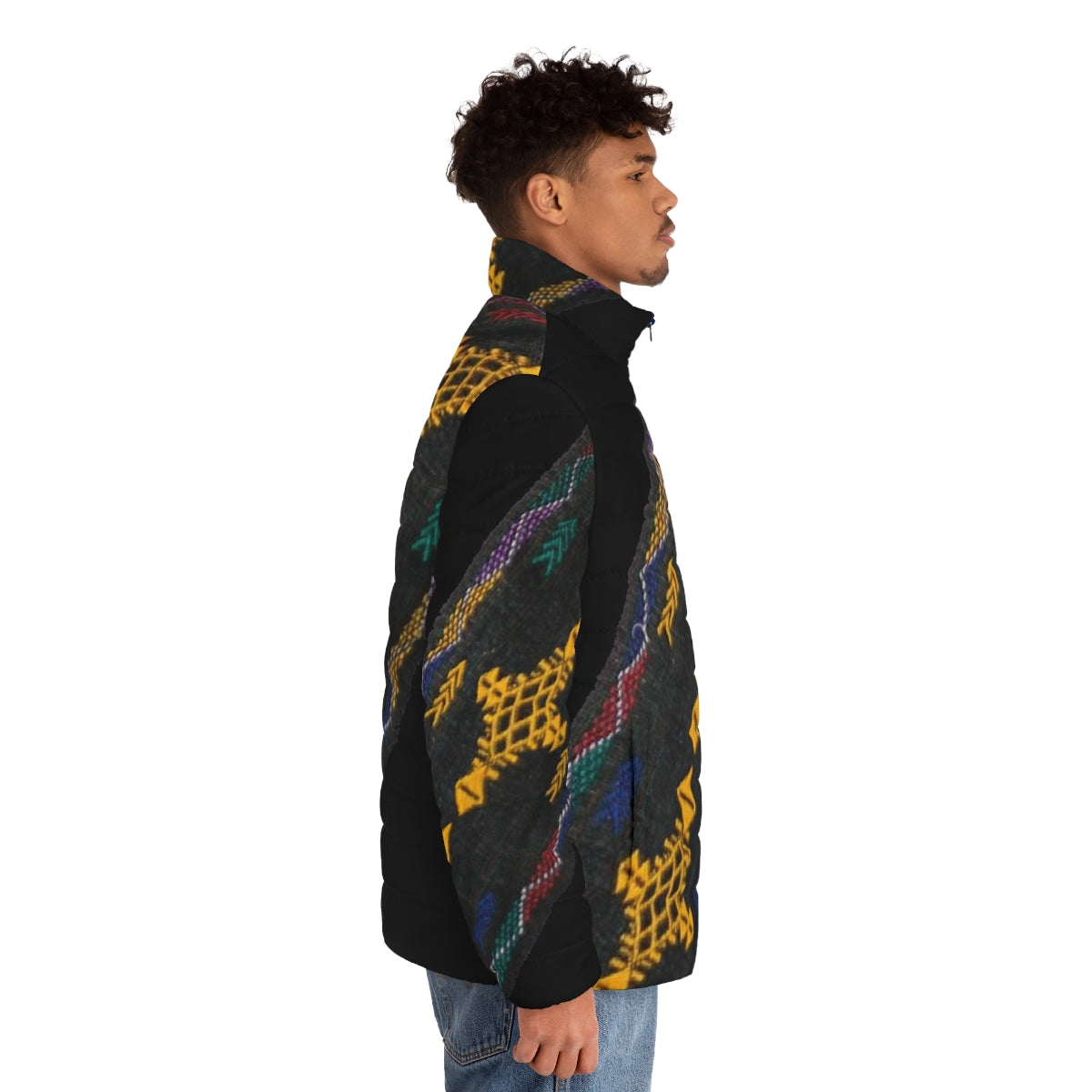 Habesha Puffer Jacket in Vibrant Ethiopian Cultural Design - men side right