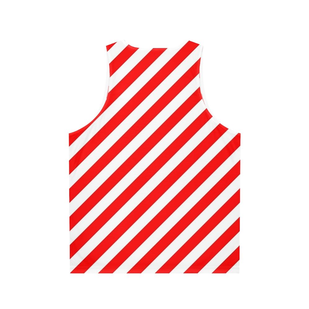 Unisex tank top with red and white diagonal stripes - Back