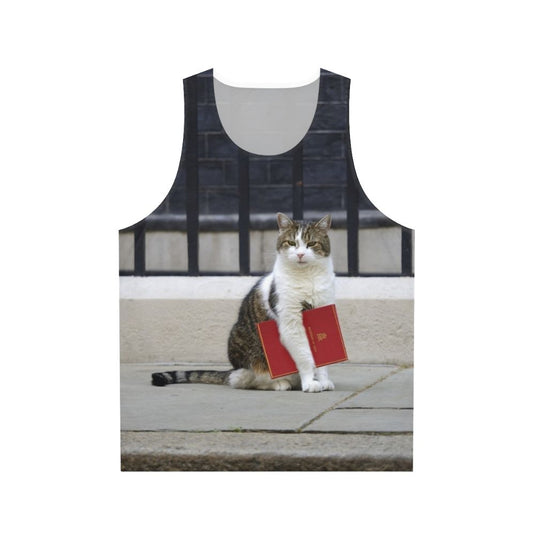 Larry the cat with red file unisex tank top