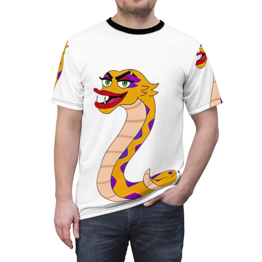 T-shirt design featuring Rochelle the Hate Worm from the popular Netflix series Big Mouth - men front