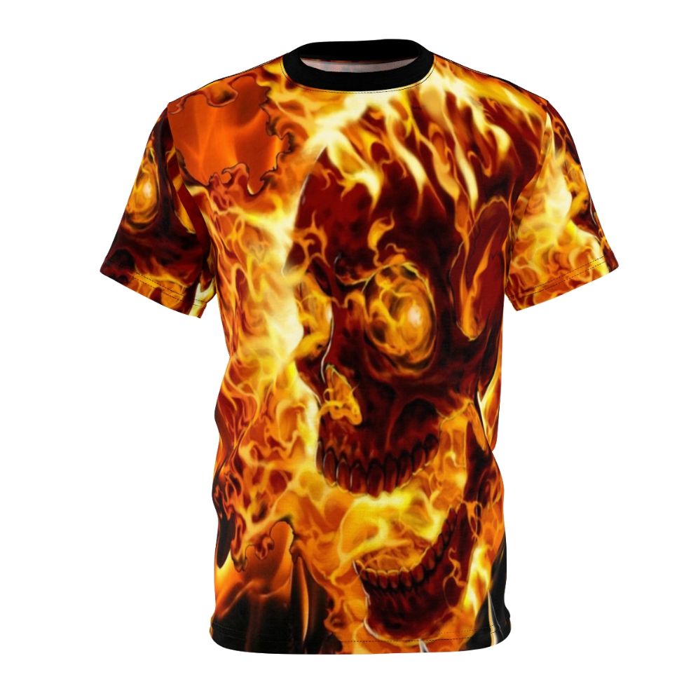 Fiery Ghost Rider graphic tee with a bold, comic book-style design