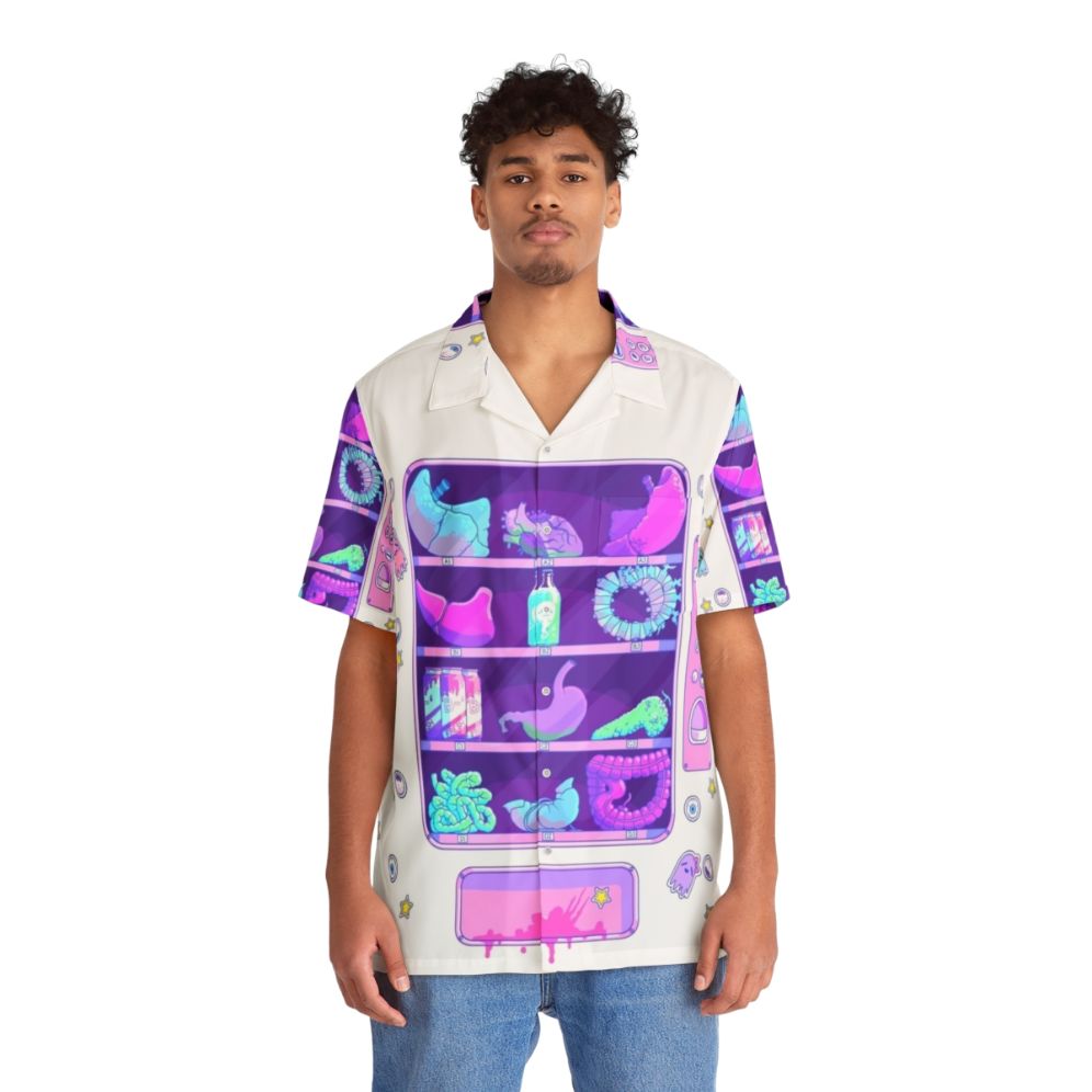 Pastel goth Hawaiian shirt with creepy cartoon organs - People Front