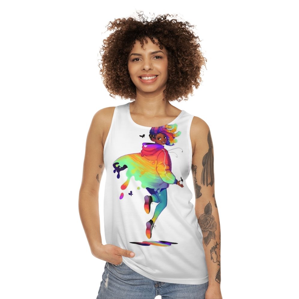 Unisex raincoat tank top with graphic design - women