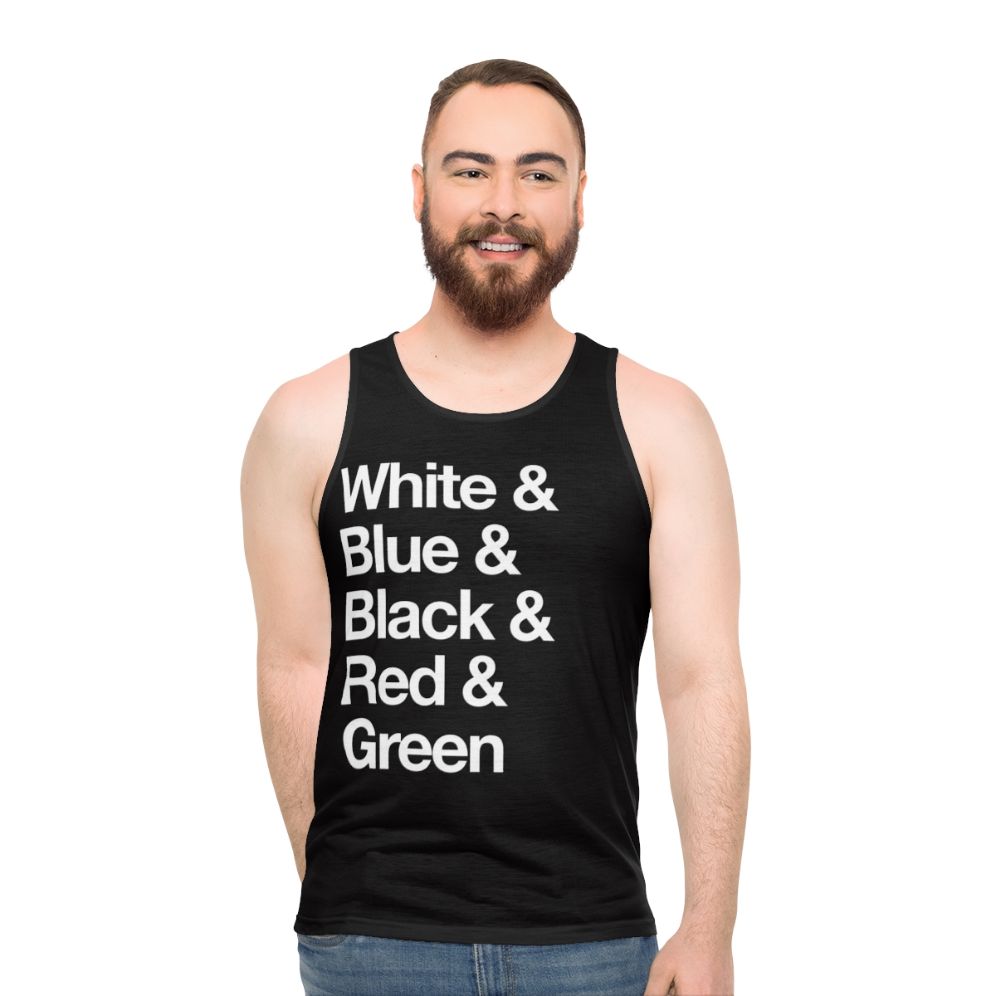 Reversible unisex color block tank top with MTG color wheel design - men