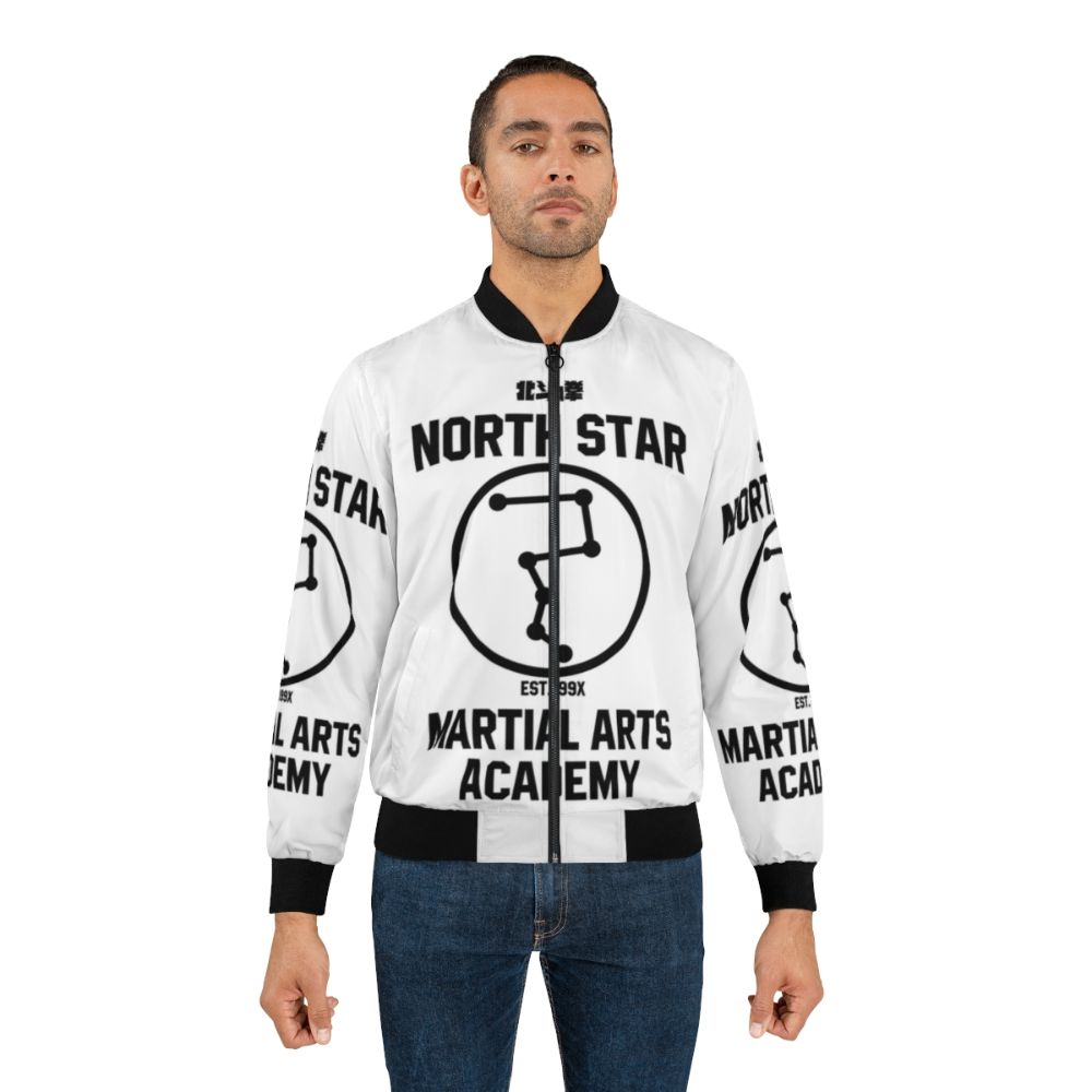 Hokuto No Ken Martial Arts Academy Bomber Jacket featuring iconic Fist of the North Star design - Lifestyle