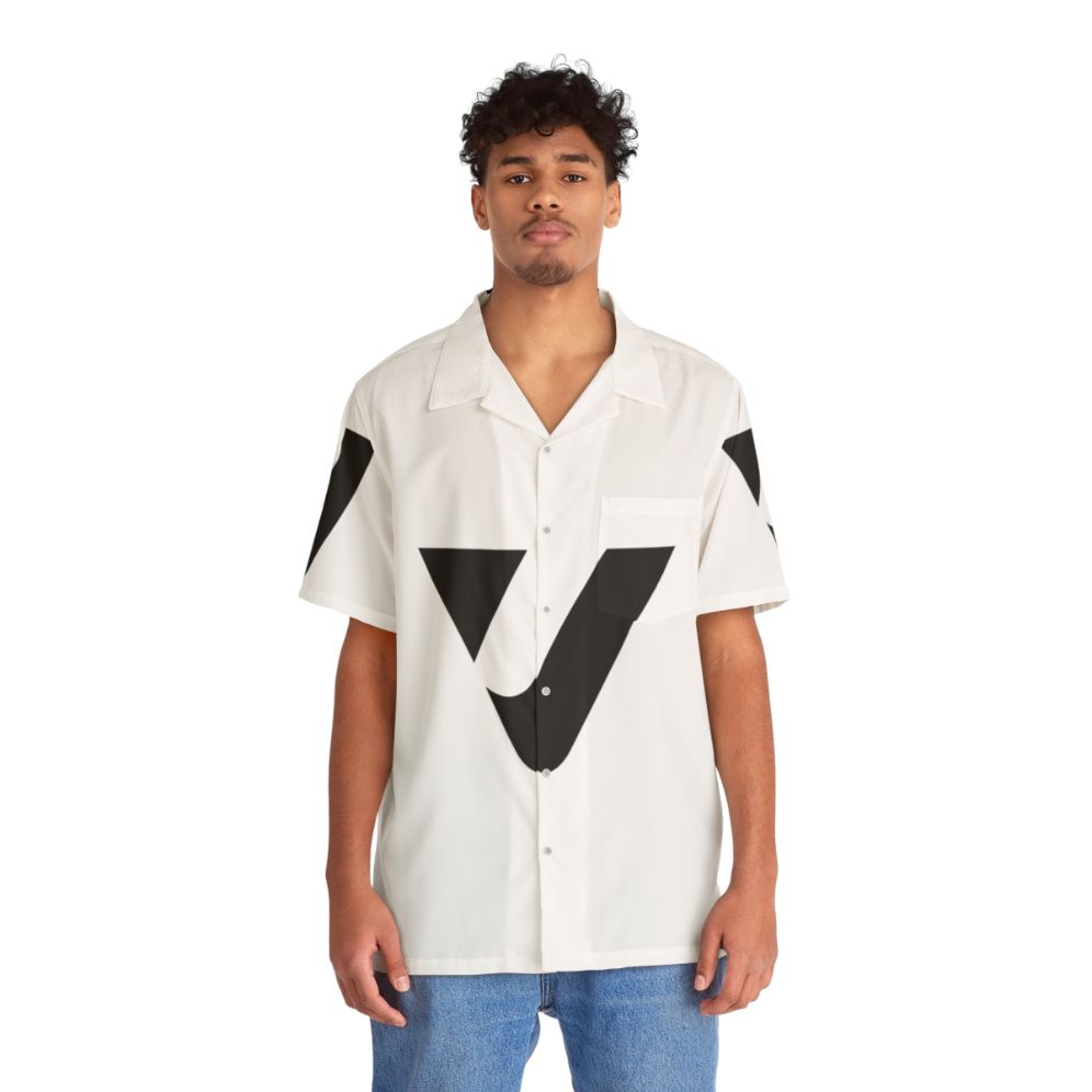 Vibrant Letter V Hawaiian Shirt - People Front