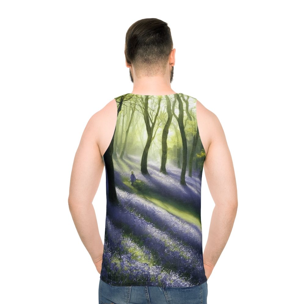 Unisex Bluebell Banks watercolor tank top - men back