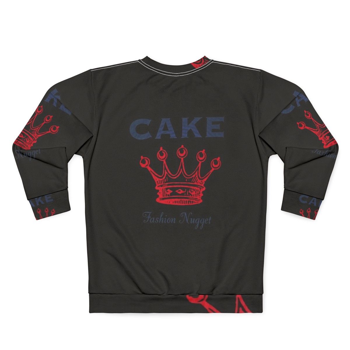 Stylish sweatshirt featuring the "Fashion Nugget" design, a reference to the alternative rock band Cake - Back