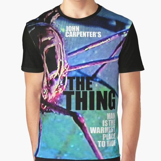 "The Thing" John Carpenter movie graphic t-shirt featuring Kurt Russell and the iconic monster