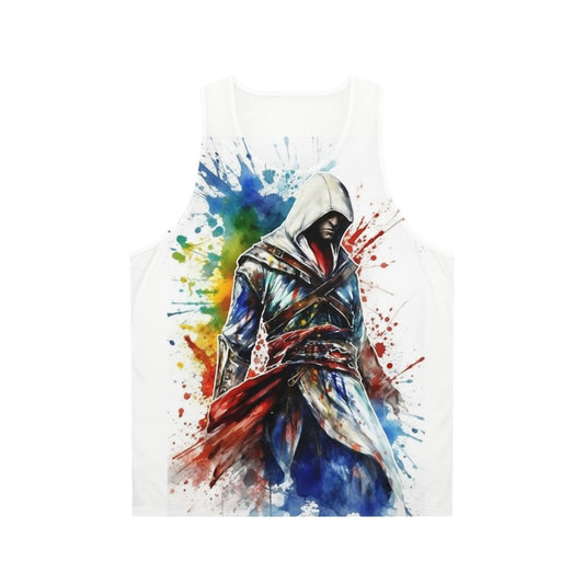 Assassin's Creed unisex tank top with a splatter sketch design