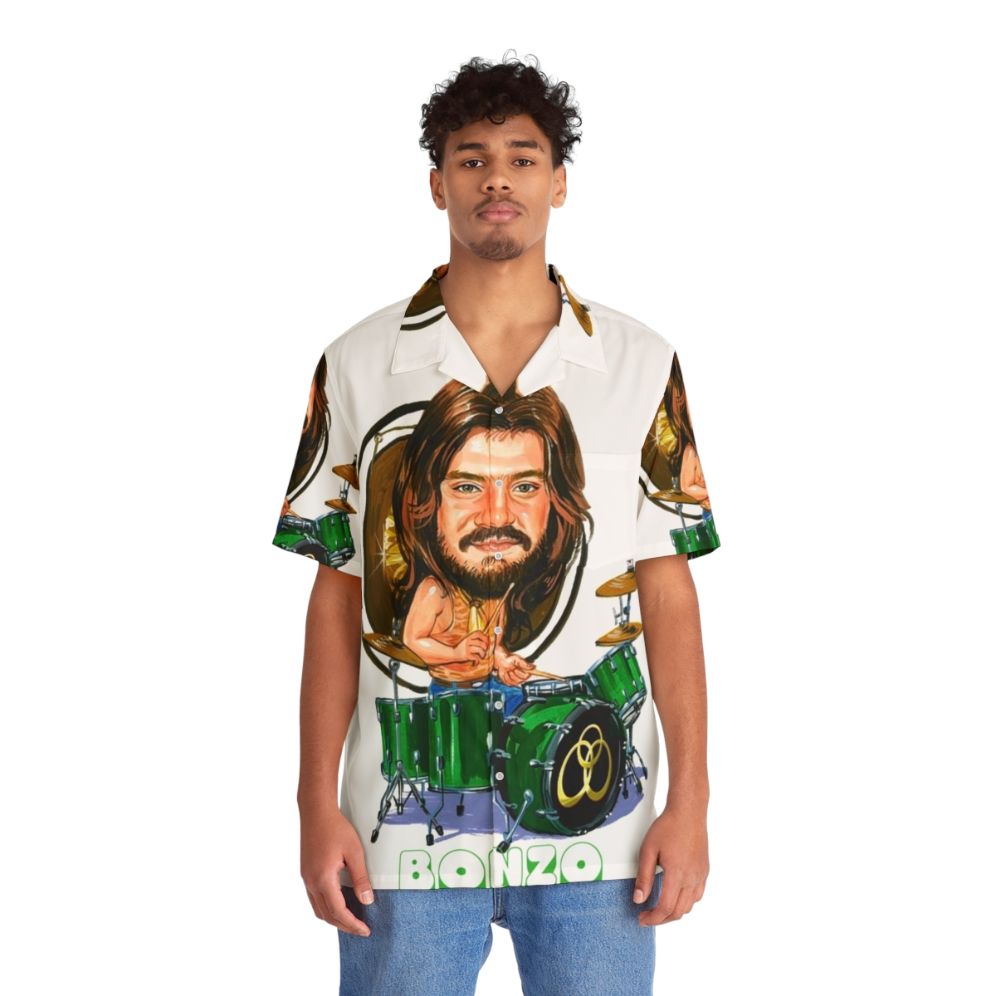 John Bonham Hawaiian Shirt with Led Zeppelin Inspired Design - People Front