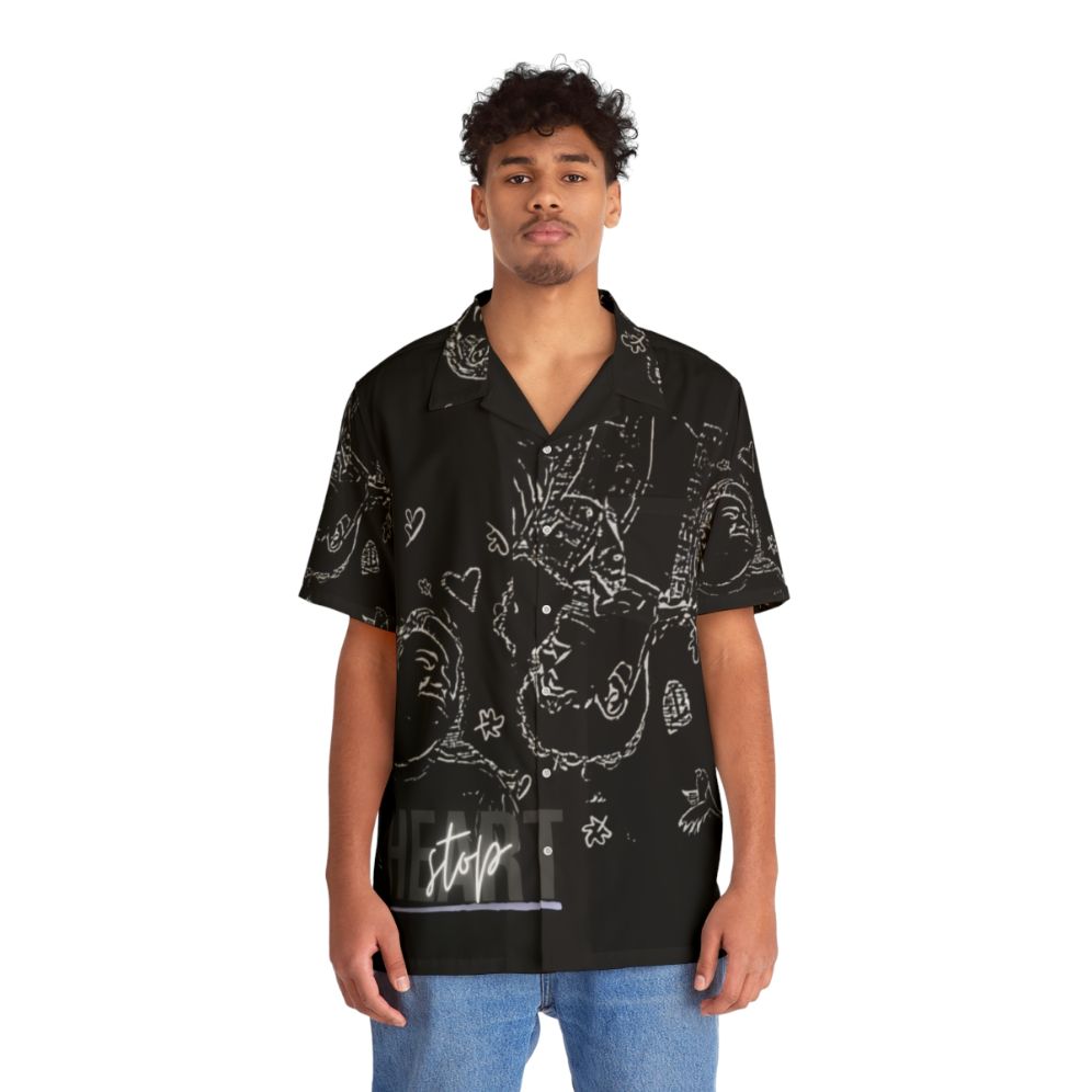 "Heartstopper-themed Hawaiian shirt with rainbow and floral designs" - People Front