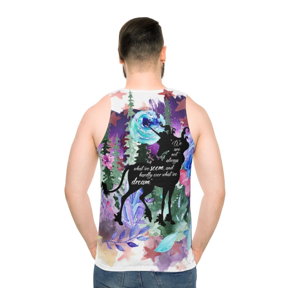 Unisex "The Last Unicorn" Quote Tank Top featuring Amalthea - men back