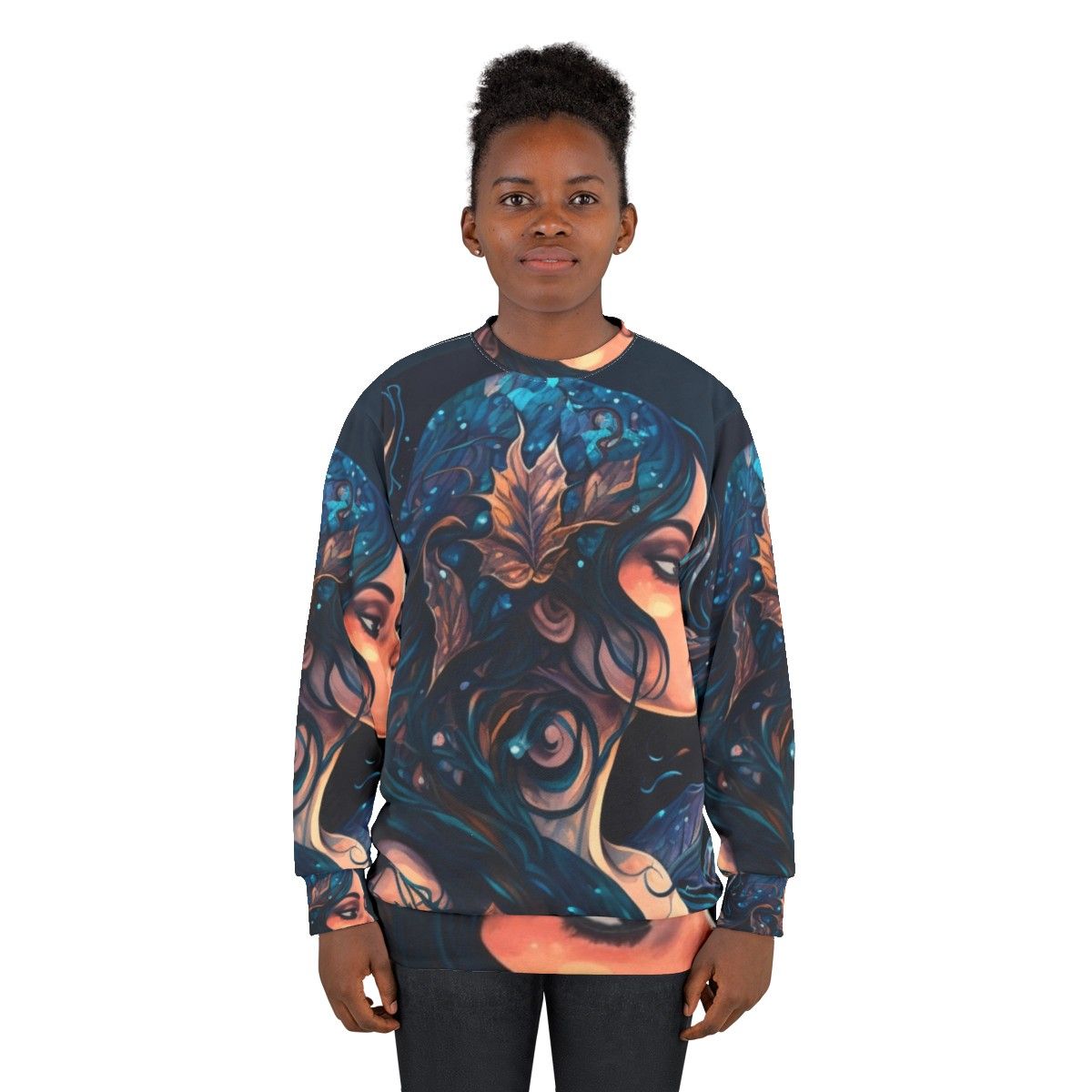 Mythical sea creatures sweatshirt featuring legendary, whimsical ocean beasts - women