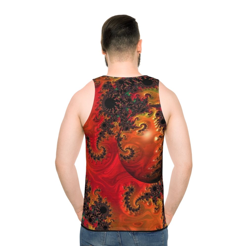 Geometric sphere unisex tank top with vibrant abstract art - men back