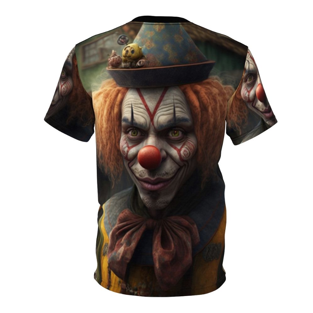 Colorful t-shirt featuring a fun, whimsical clown design - Back