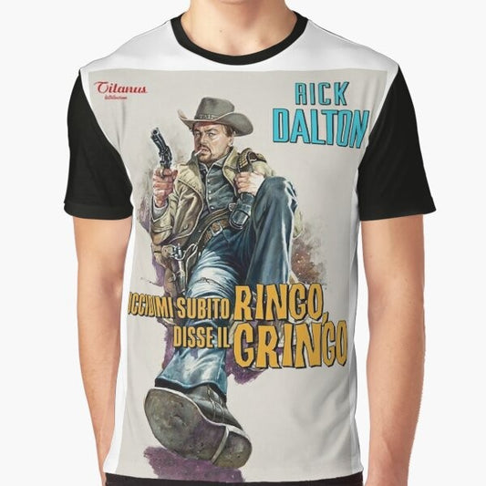 Once Upon a Time in Hollywood graphic t-shirt featuring Tarantino movie characters and imagery