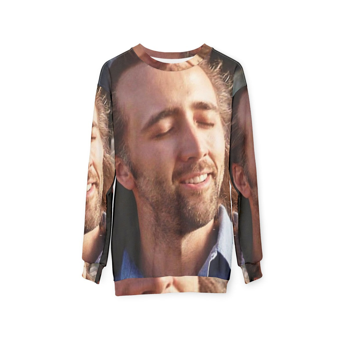 Nicolas Cage Sweatshirt with Iconic Movie Scenes - hanging