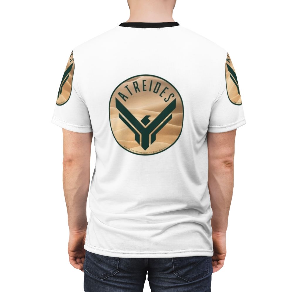 Dune-inspired AOP t-shirt featuring the Atreides house symbol and science fiction elements - men back