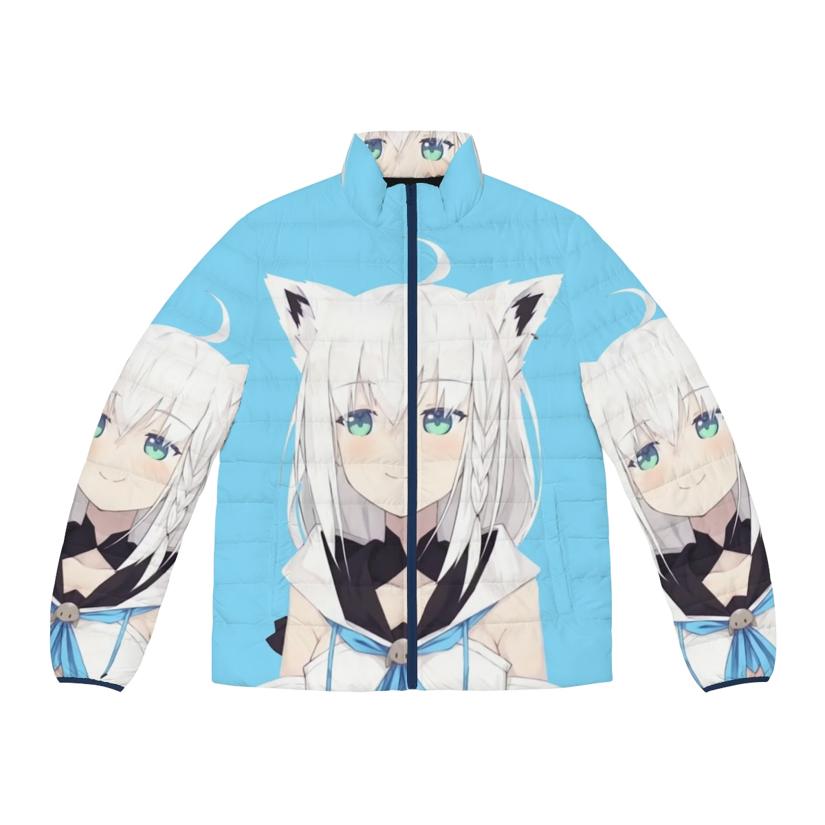 Shirakami Fubuki Smug Hololive Vtuber Puffer Jacket