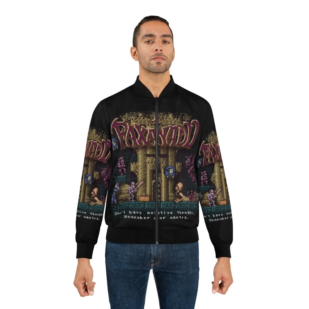 Retro 8-bit pixel art bomber jacket for nostalgic gamers - Lifestyle