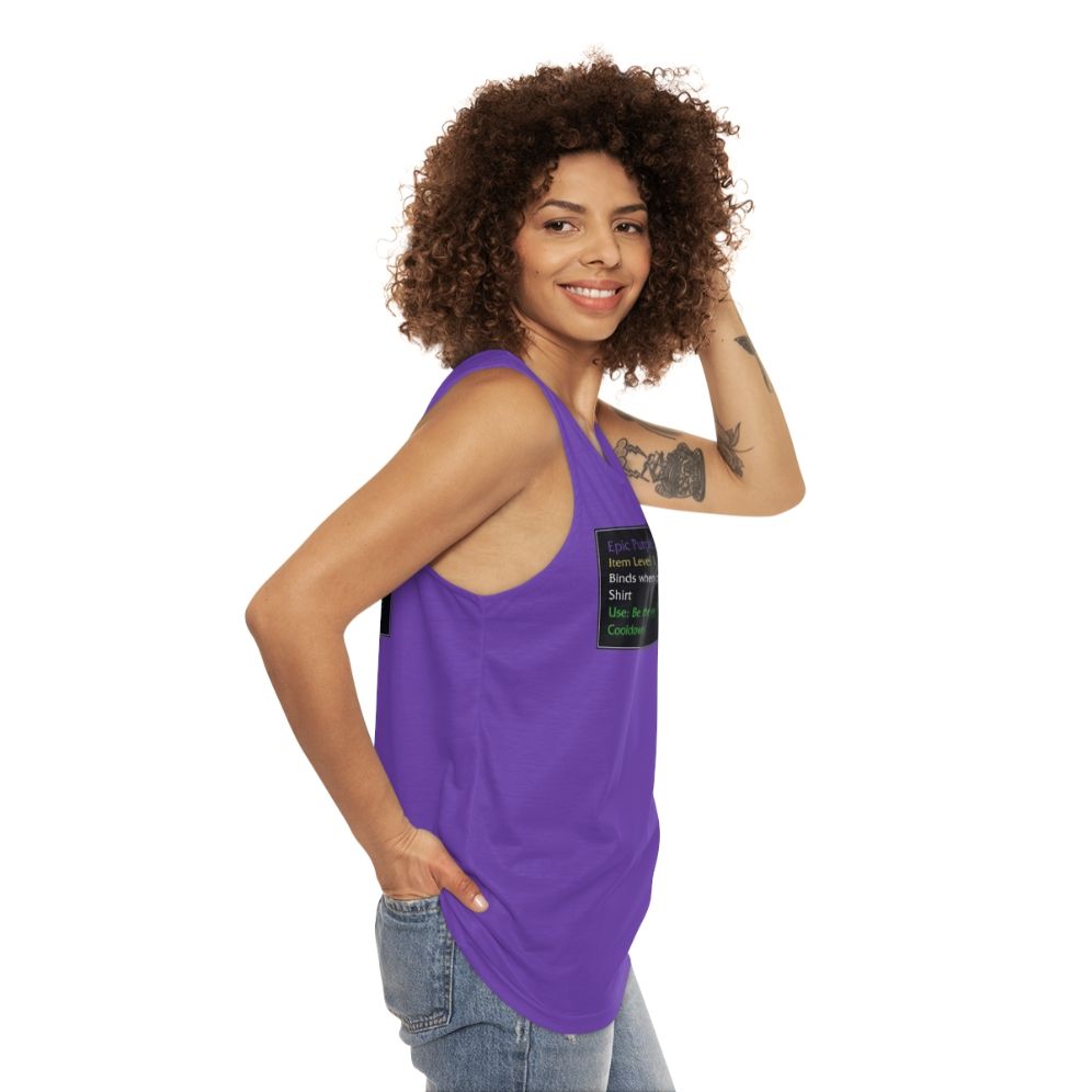 Unisex World of Warcraft inspired epic purple tank top - women side