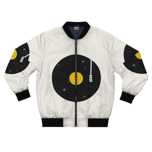 Minimalist bomber jacket with graphic space and music design