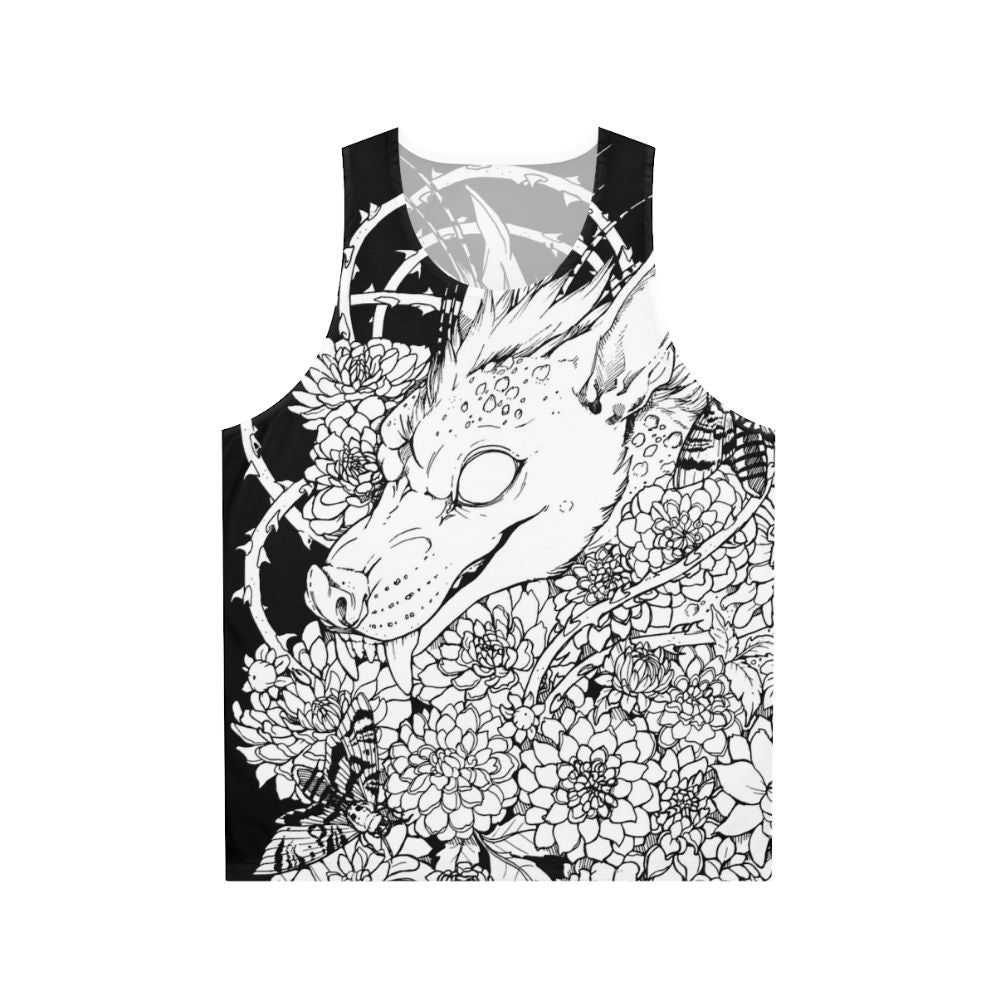 Chupacabra Unisex Tank Top with Floral Design