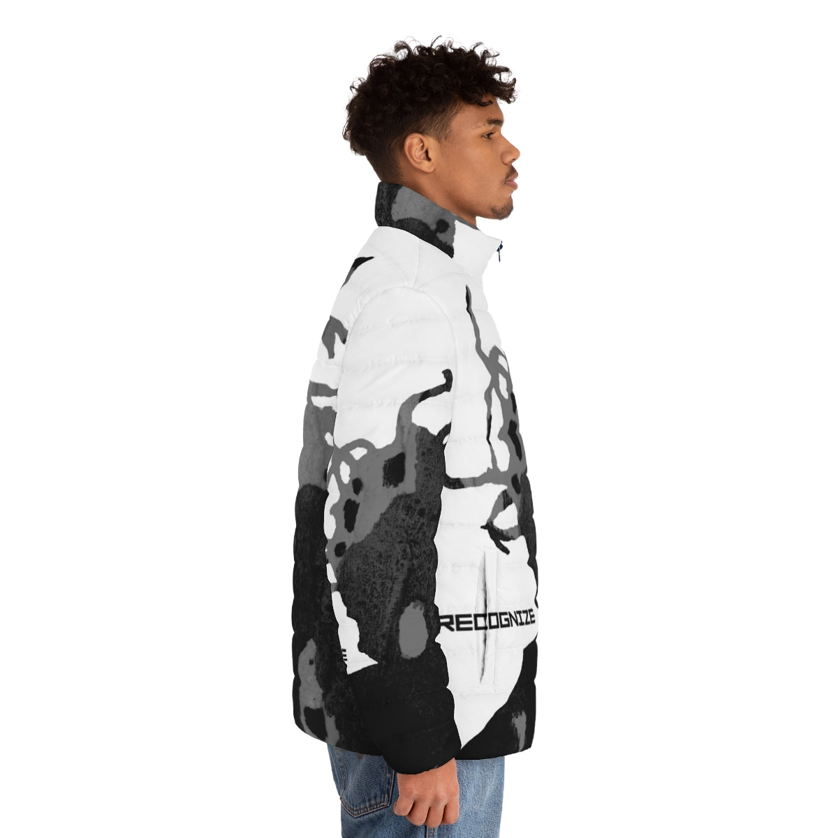 ODB Grey Puffer Jacket with Ol' Dirty Bastard Inspired Design - men side right